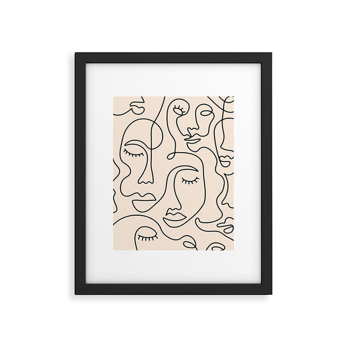 Abstract Single Line Face  Framed Art Print Gallery Image 1
