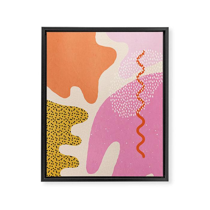 Bright Splotchy Shapes Framed Canvas Print Gallery Image 1