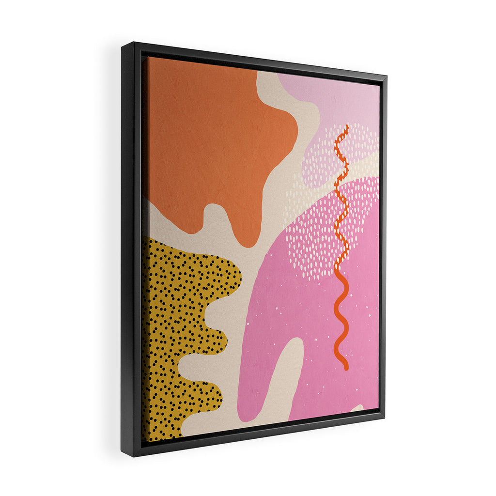 Bright Splotchy Shapes Framed Canvas Print Gallery Image 2