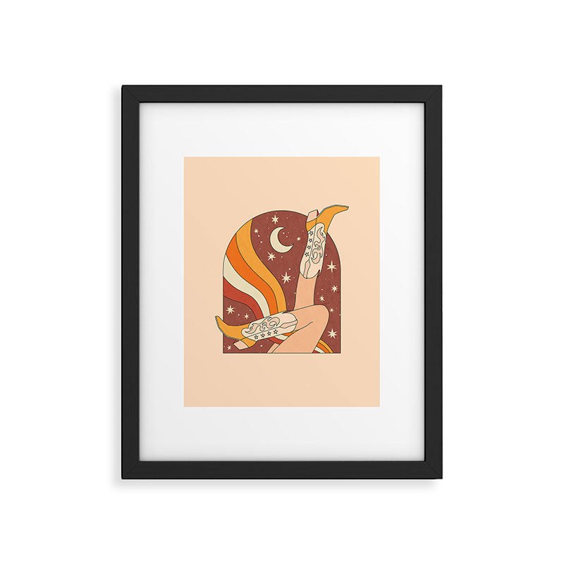 Neutral 70s Western Boots Framed Art Print Gallery Image 4