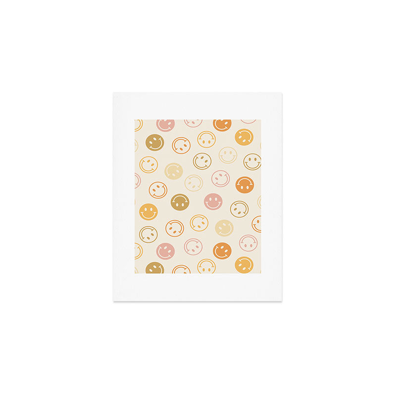 Neutral Smiley Face Pattern Art Print Gallery Image 1