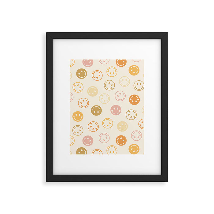 Neutral Smiley Face Pattern Framed Art Print Gallery Image 1