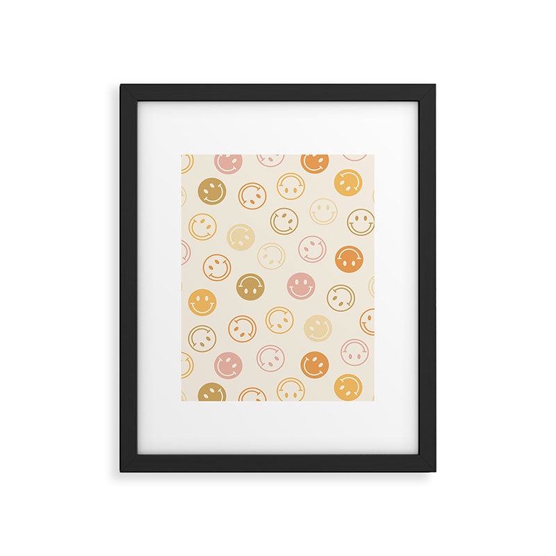 Neutral Smiley Face Pattern Framed Art Print Gallery Image 5