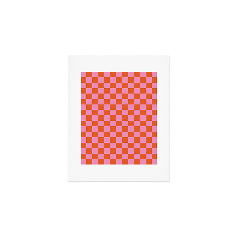 Pink Checker Pattern Art Print Gallery Image 1
