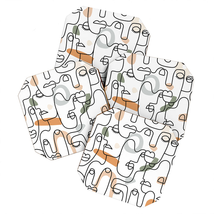 Single Line Faces Coaster Gallery Image 1