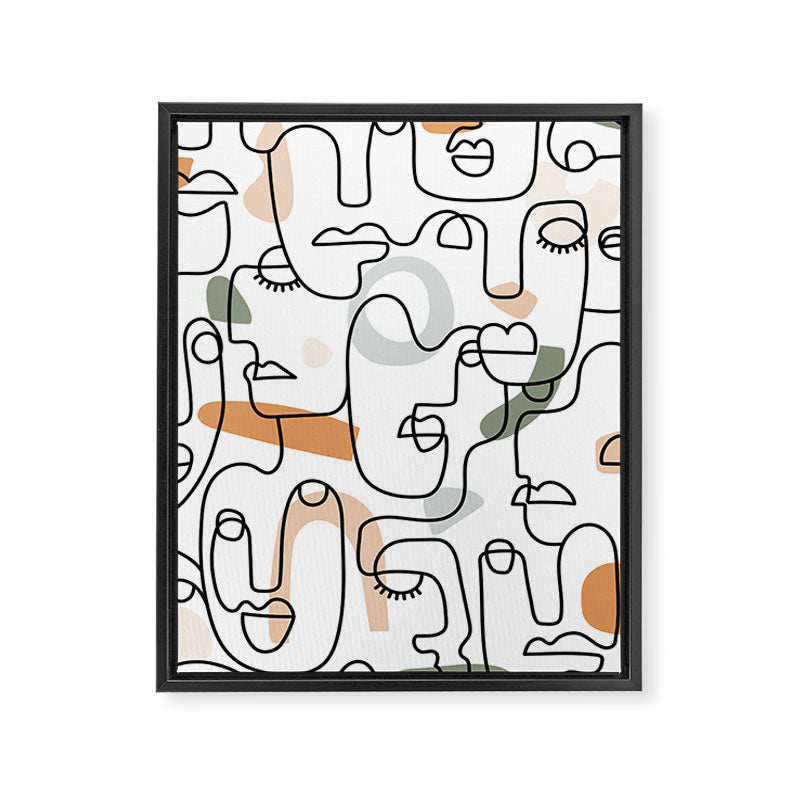 Single Line Faces Framed Canvas Print Gallery Image 6