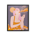 Woman Smoking Daisy Flowers Framed Canvas Print Gallery Image 6