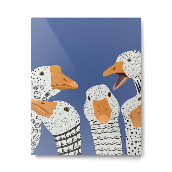 Cute Geese Metal Print Gallery Image 1