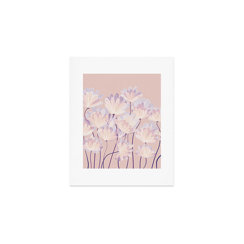 Delicate Light Pink Abstract Flowers Art Print Gallery Image 1