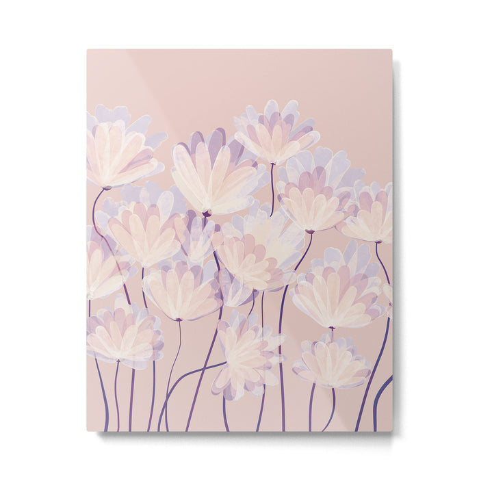 Delicate Light Pink Abstract Flowers Metal Print Gallery Image 1
