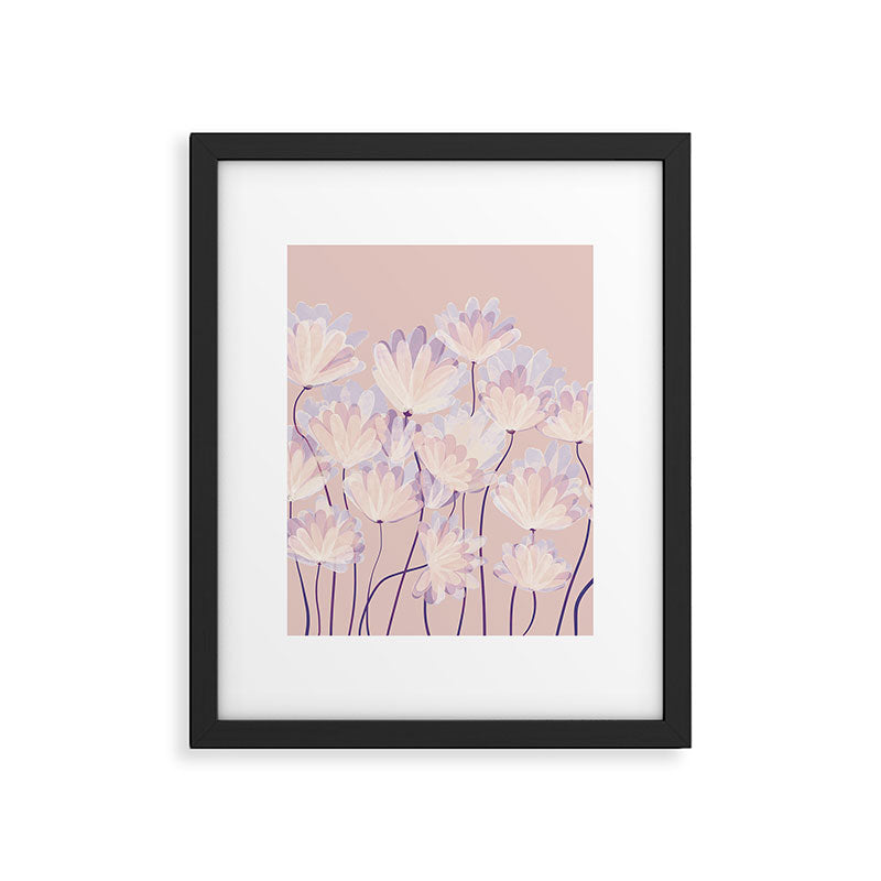 Delicate Light Pink Abstract Flowers Framed Art Print Gallery Image 6