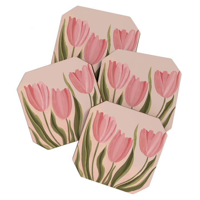 Pink tulips Coaster Gallery Image 1