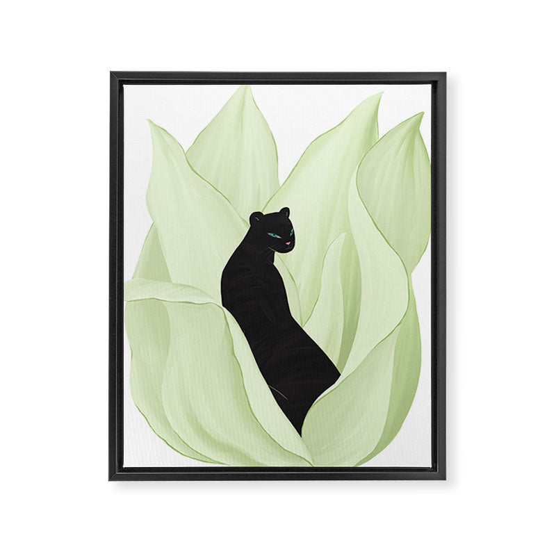 Black Panther in Sansevieria Framed Canvas Print Gallery Image 6