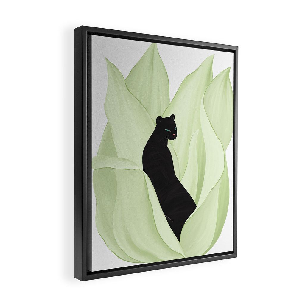 Black Panther in Sansevieria Framed Canvas Print Gallery Image 2