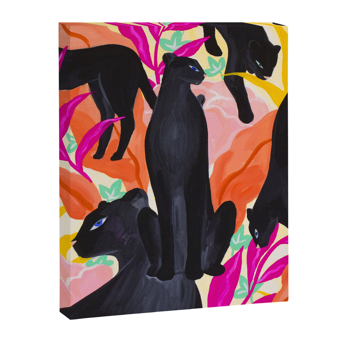 Black Panthers in Exotic Garden Canvas Print Gallery Image 6