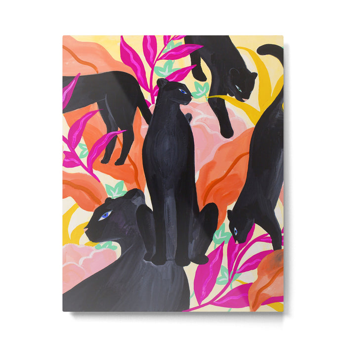 Black Panthers in Exotic Garden Metal Print Gallery Image 1
