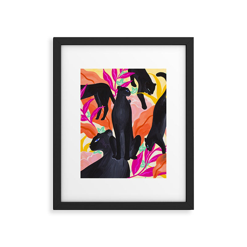 Black Panthers in Exotic Garden Framed Art Print Gallery Image 5