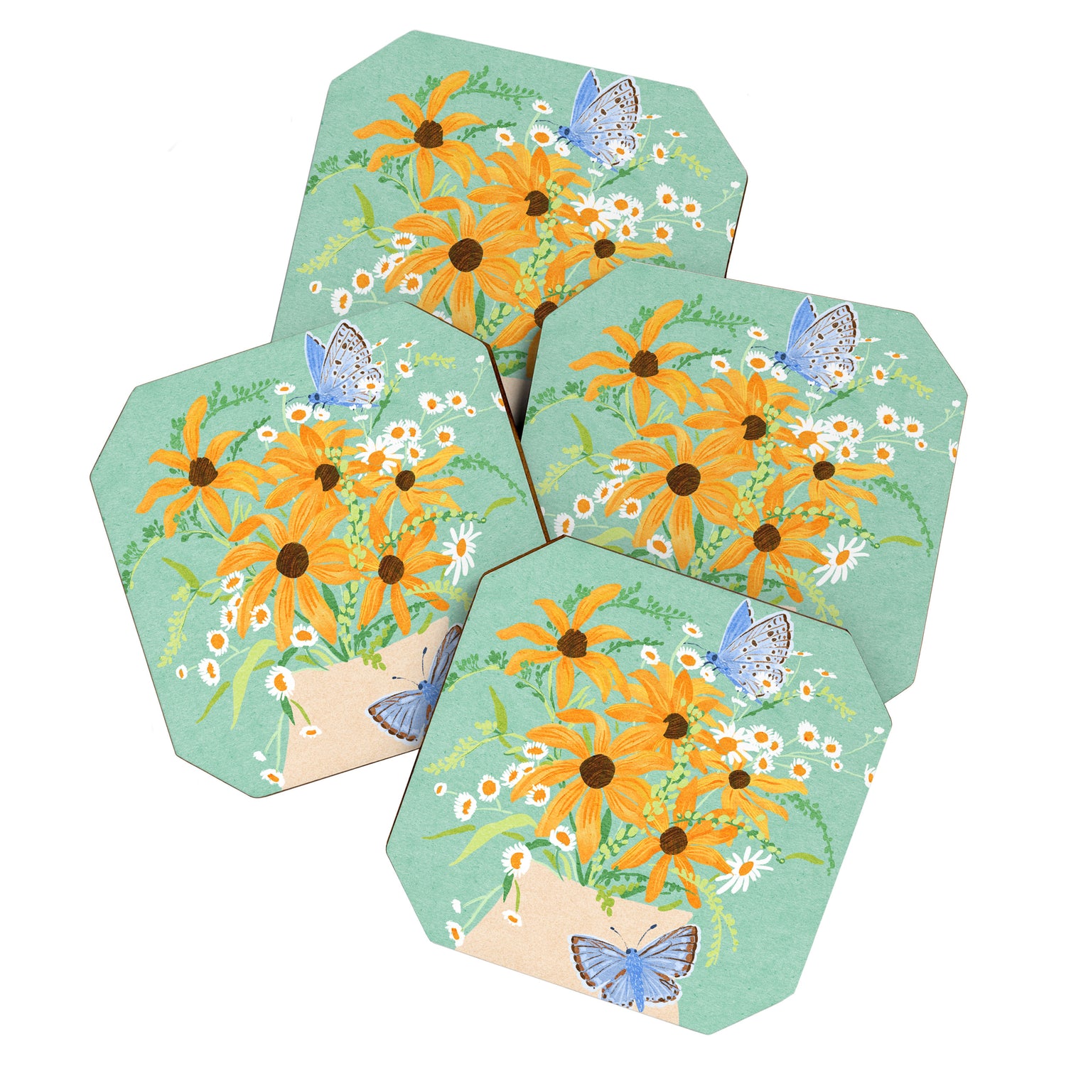 Blue Butterflies and Wildflowers Coaster Gallery Image 1