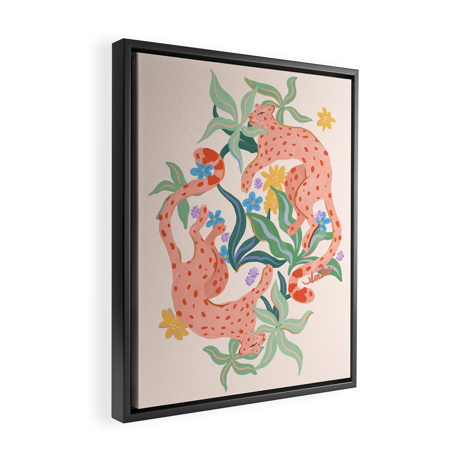 Blush Cheetahs  Framed Canvas Print Gallery Image 2