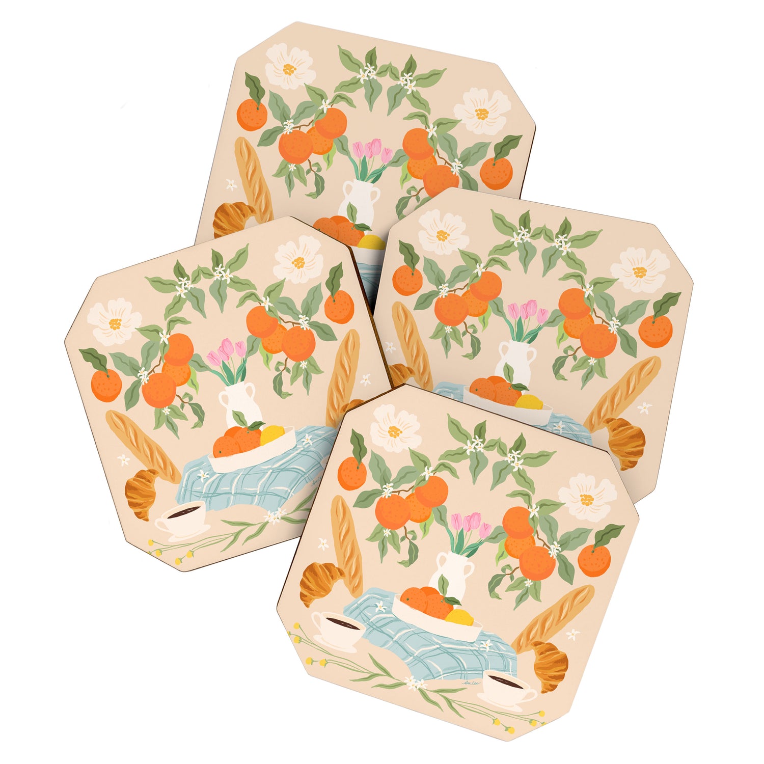 Breakfast and Flowers  Coaster Gallery Image 1