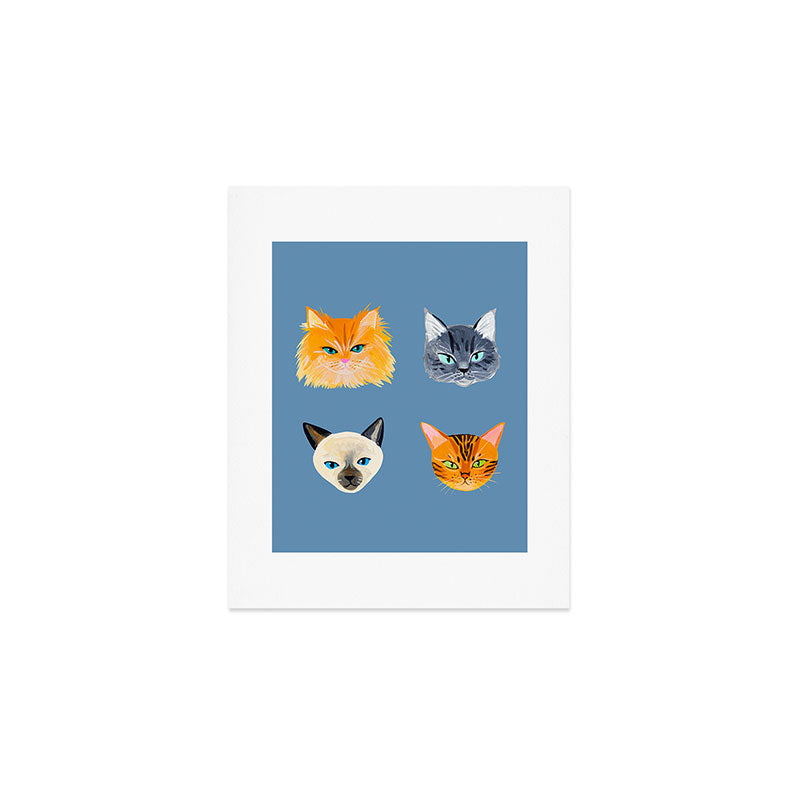 Cats Blue Art Print Gallery Image 1