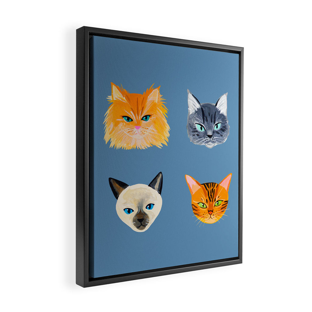 Cats Blue Framed Canvas Print Gallery Image 2