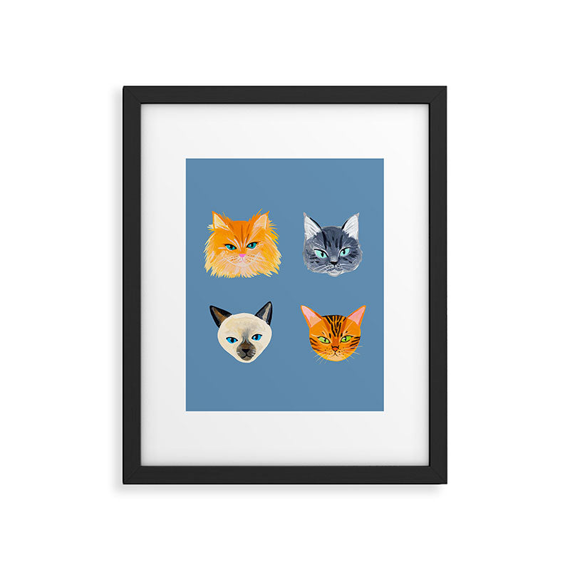 Cats Blue Framed Art Print Gallery Image 6