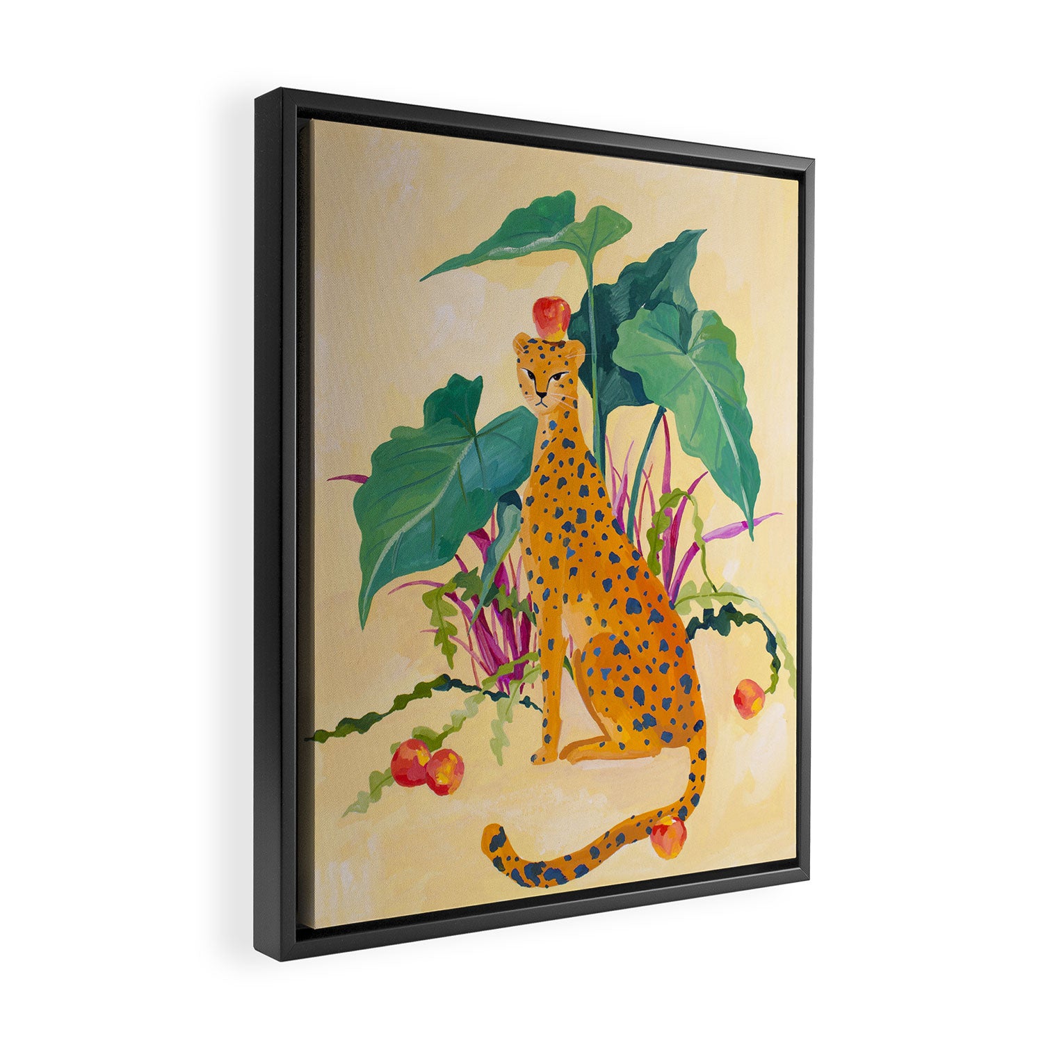 Cheetah and Apples Framed Canvas Print Gallery Image 2