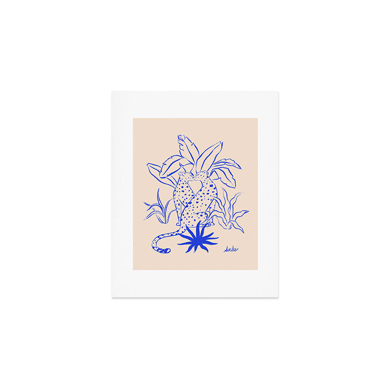 Cheetah Crush lines (cobalt) Art Print Gallery Image 1