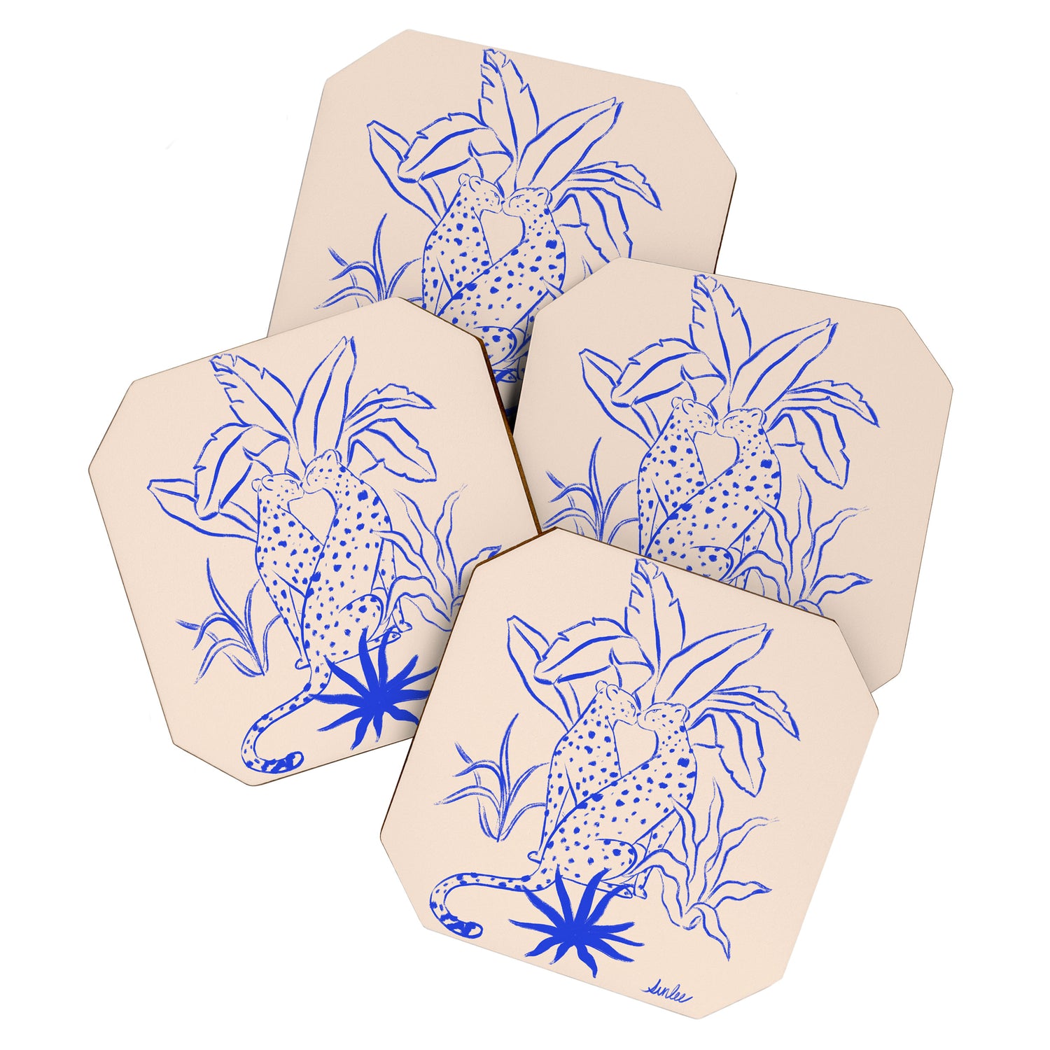 Cheetah Crush lines (cobalt) Coaster Gallery Image 1