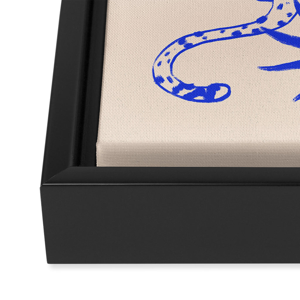 Cheetah Crush lines (cobalt) Framed Canvas Print Gallery Image 3