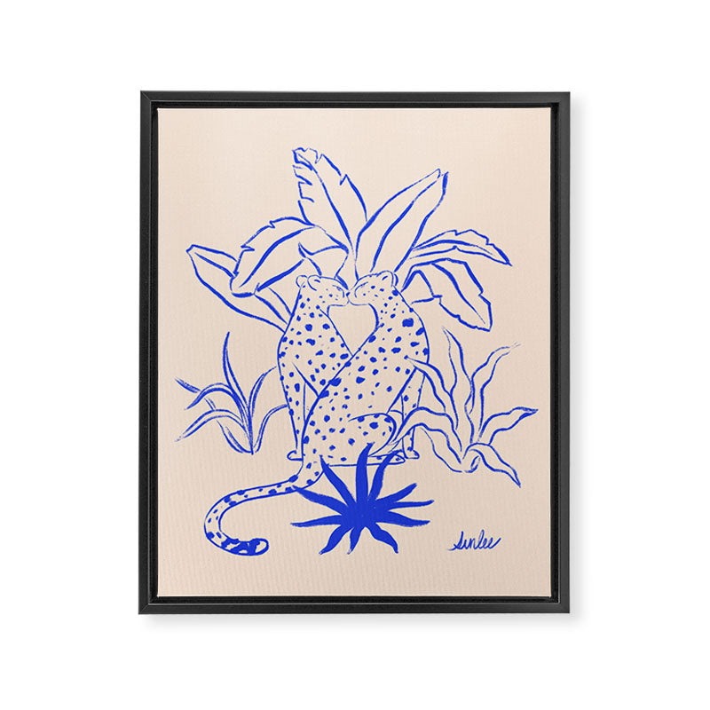 Cheetah Crush lines (cobalt) Framed Canvas Print Gallery Image 6
