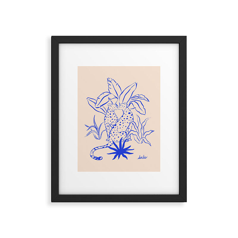 Cheetah Crush lines (cobalt) Framed Art Print Gallery Image 5