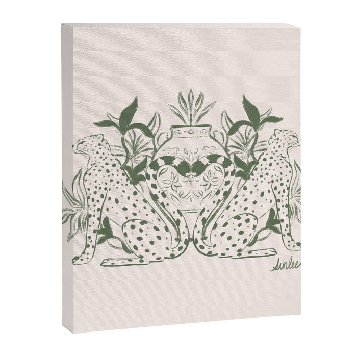 Cheetah Symmetry lines (olive) Canvas Print Gallery Image 1