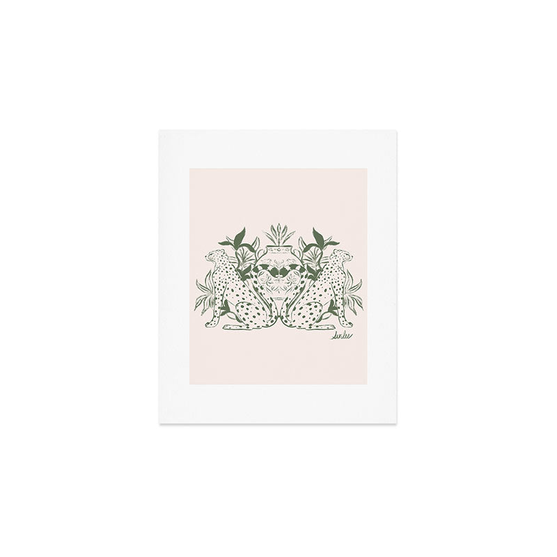 Cheetah Symmetry lines (olive) Art Print Gallery Image 1