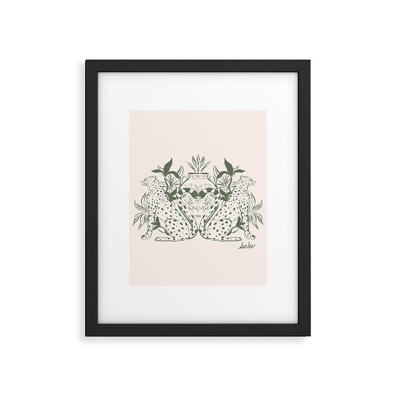 Cheetah Symmetry lines (olive) Framed Art Print Gallery Image 6