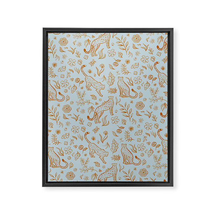 Cheetahs and Plants Boho Framed Canvas Print Gallery Image 1