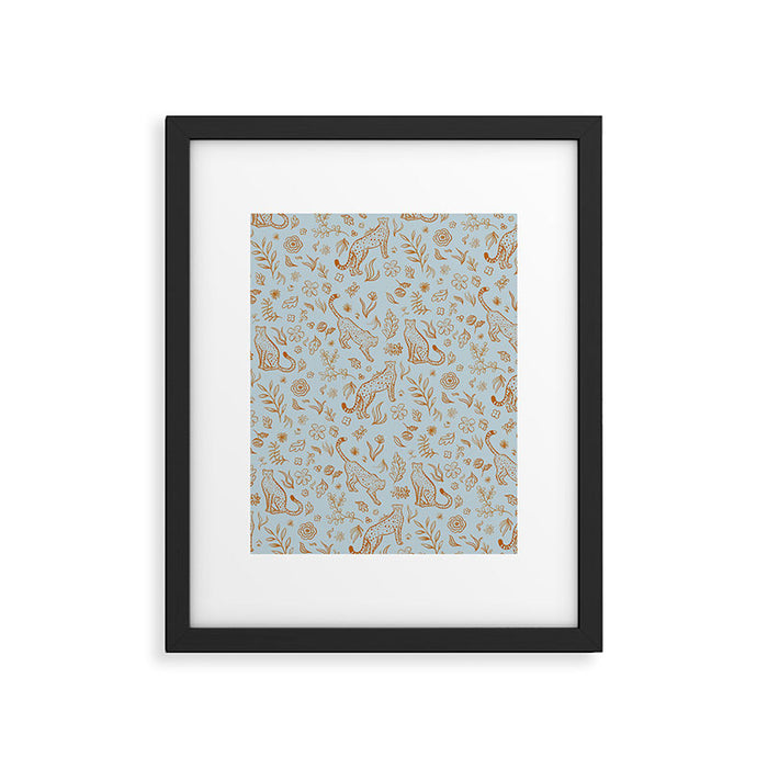 Cheetahs and Plants Boho Framed Art Print Gallery Image 1