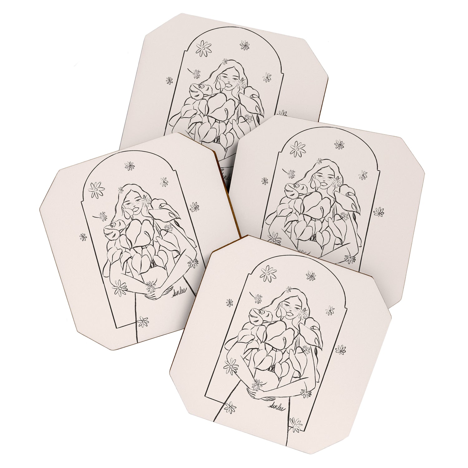Falling Flowers lines Coaster Gallery Image 1