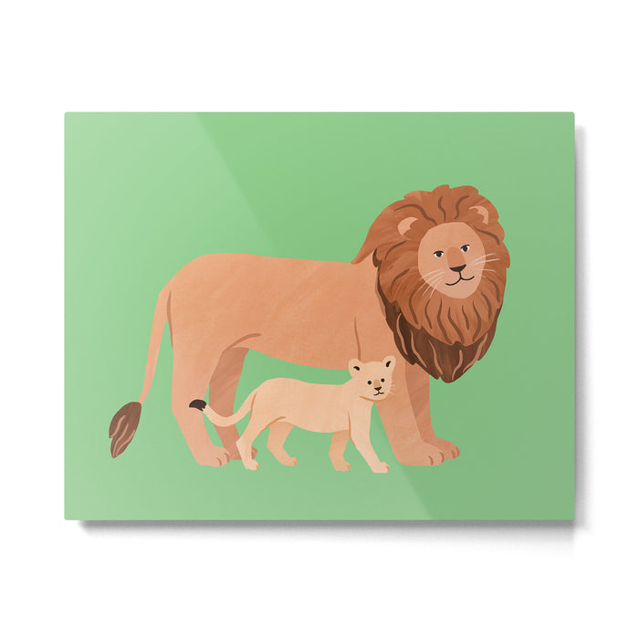 Father and Baby Lion Metal Print Gallery Image 1
