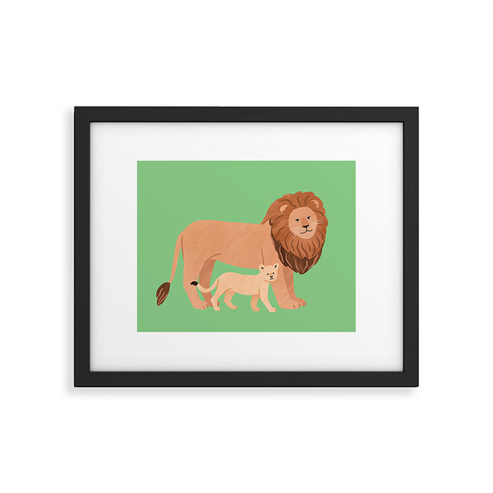 Father and Baby Lion Framed Art Print Gallery Image 1