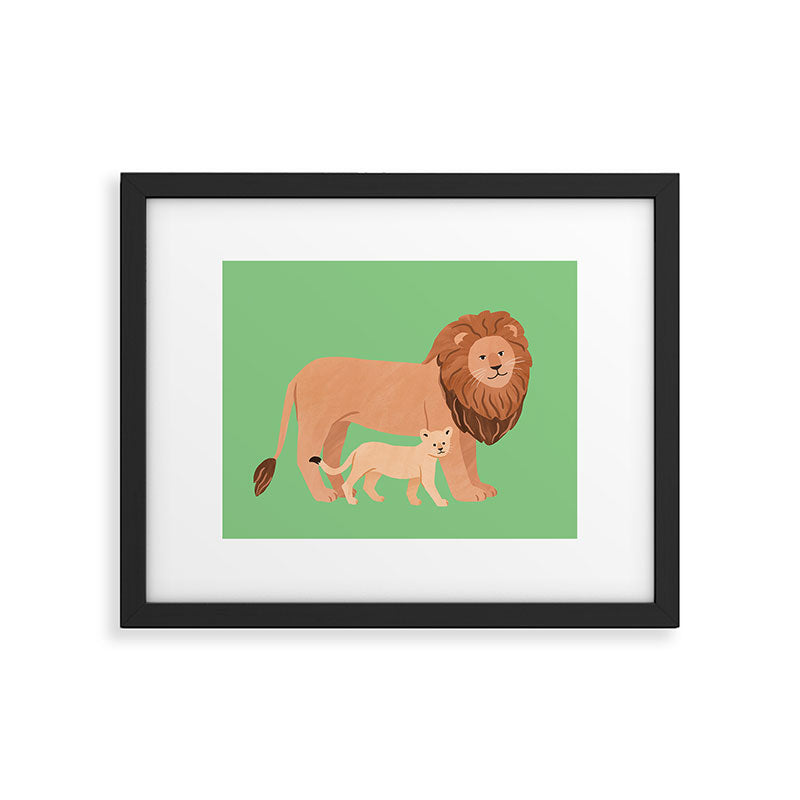 Father and Baby Lion Framed Art Print Gallery Image 6