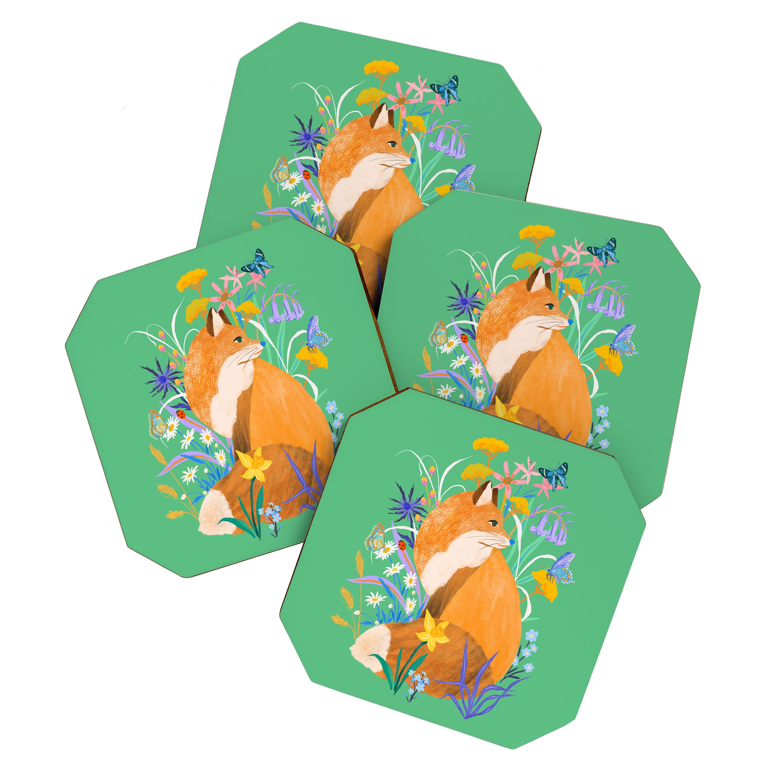Fox in Flower Garden Coaster Gallery Image 1