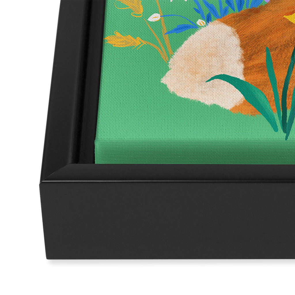 Fox in Flower Garden Framed Canvas Print Gallery Image 3