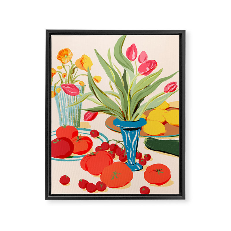 Fresh Tomatoes and Flowers Framed Canvas Print Gallery Image 6