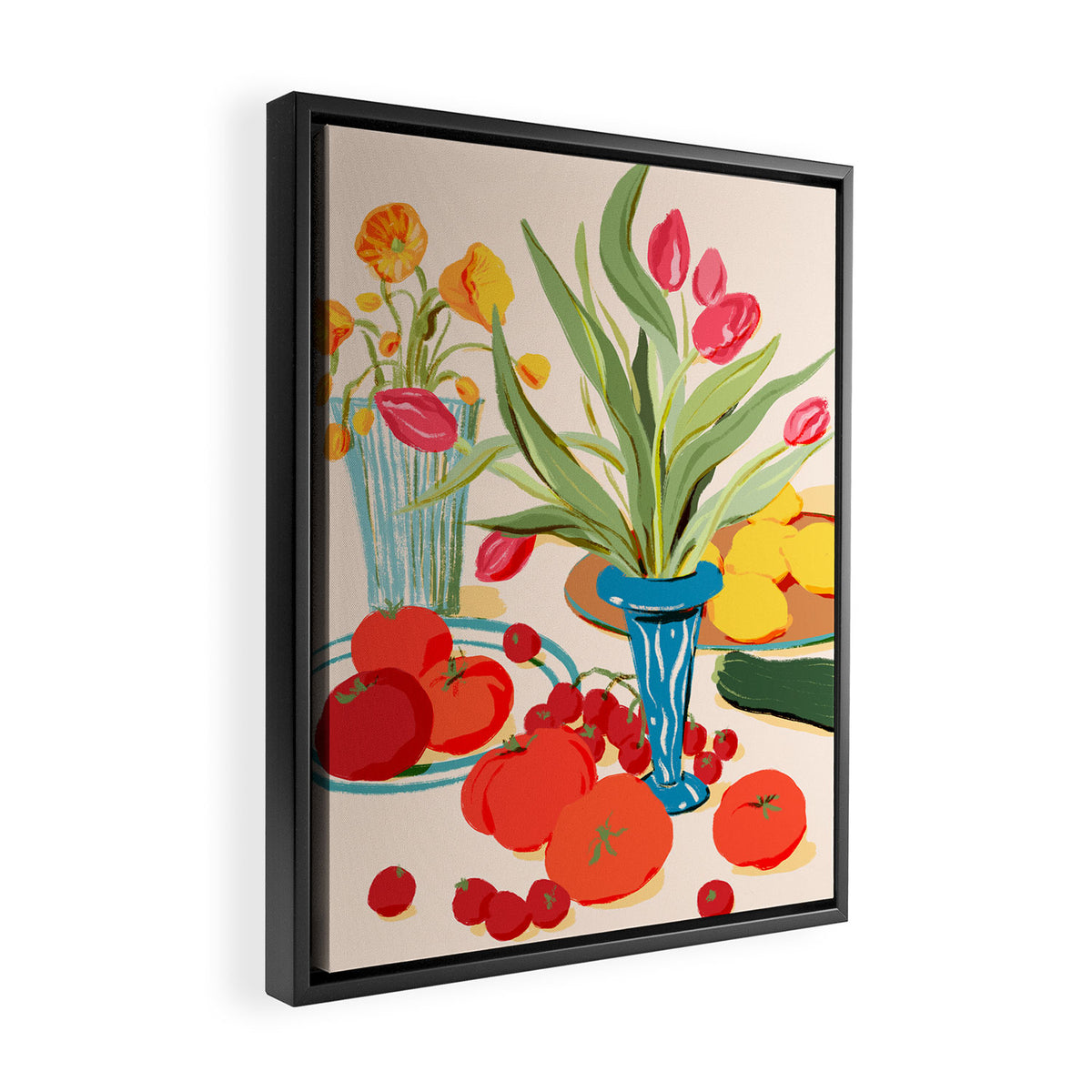 Fresh Tomatoes and Flowers Framed Canvas Print Gallery Image 2