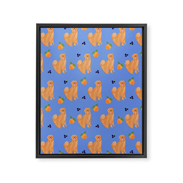 Golden Retriever and fruits Framed Canvas Print Gallery Image 1