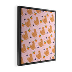 Golden Retriever and Fruits Pink Framed Canvas Print Gallery Image 2