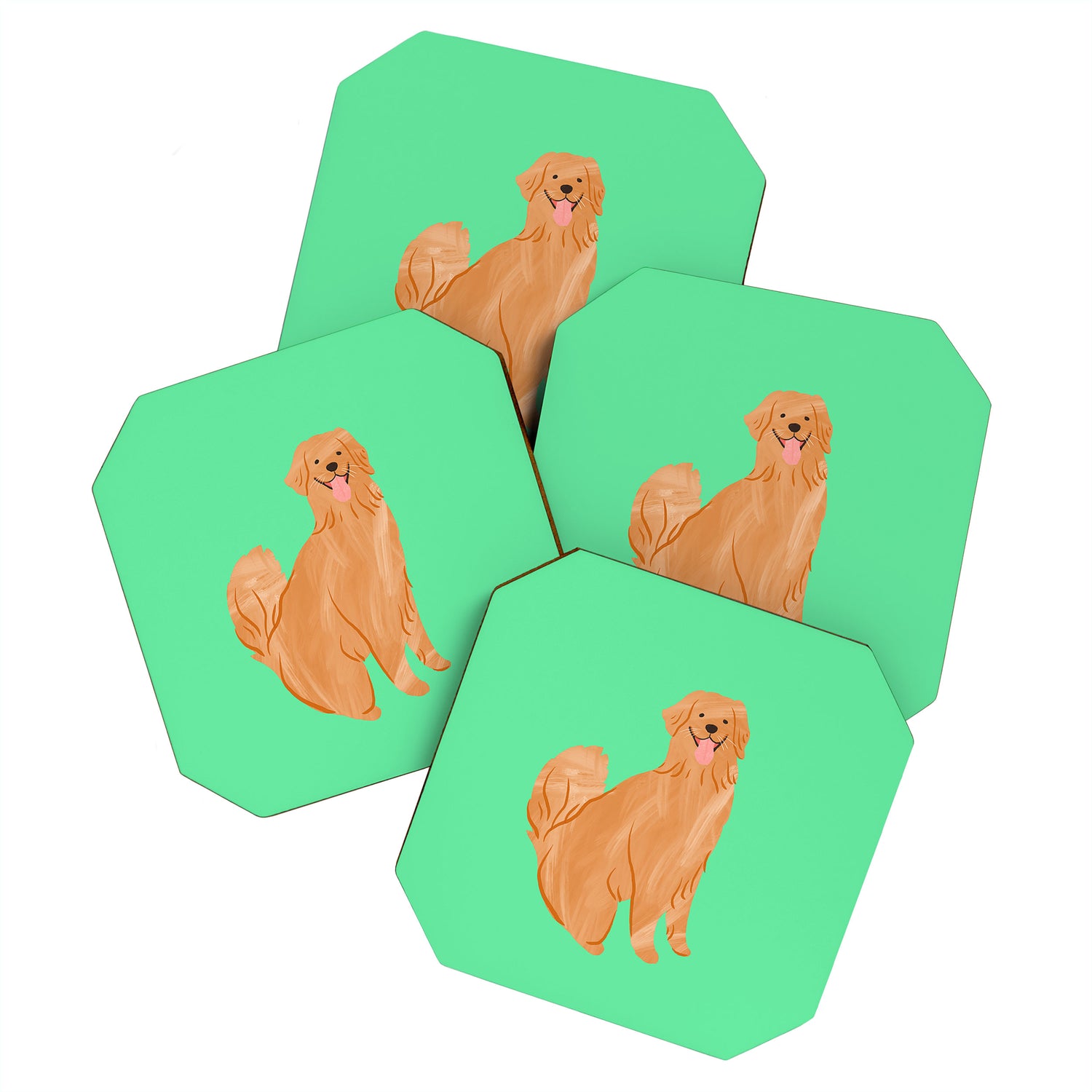 Happy Golden Retriever Coaster Gallery Image 1