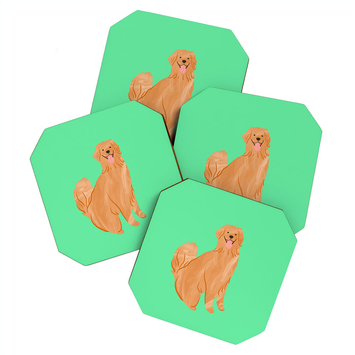 Happy Golden Retriever Coaster Gallery Image 1